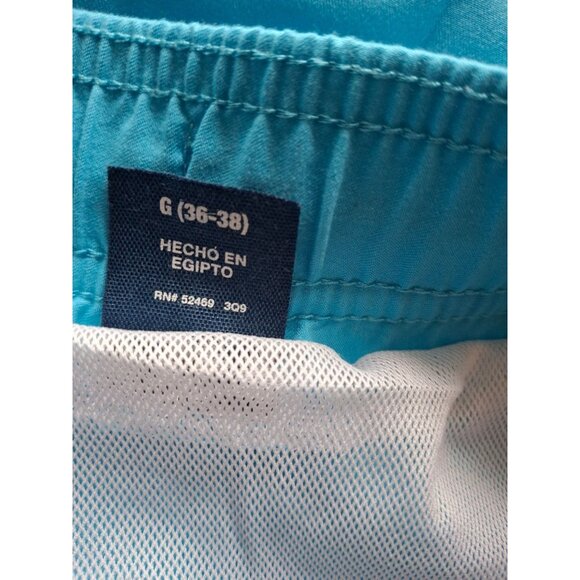 George Mens Swim Trunks Blue L Elastic Waist Drawstring Beach Vacation Tropical - Picture 4 of 7